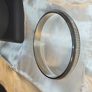 106. Lia Sophia Metallic Charcoal Silvertone Texturized Bangle Bracelet 8.5"